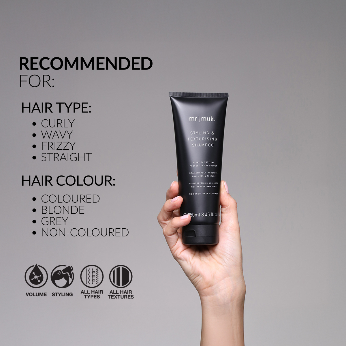 mr muk Styling &amp; Texturising Shampoo 250ml